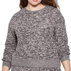 Colsie Women Long Sleeve Lounge Cropped Pullover Sweatshirt Size XL Black White